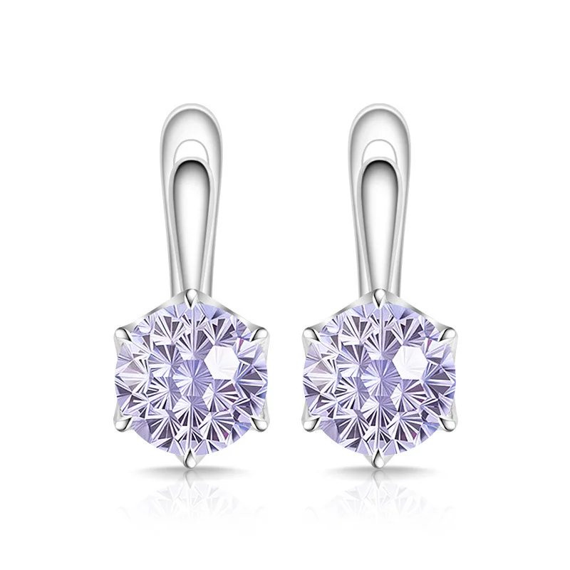 925 Sterling Silver Stylish Simple Dahlia Cut High Carbon Diamond Ladies Earrings Ear Buckles Birthday Gifts