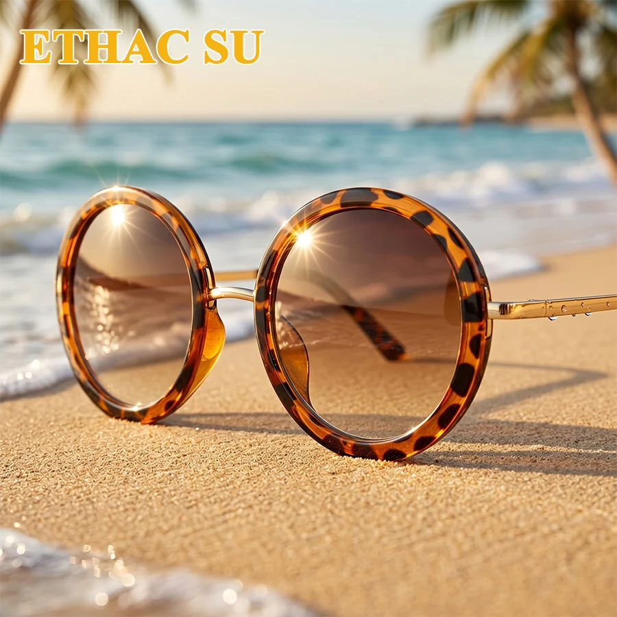 Okulary przeciwsłoneczne damskie męskie okrągłe nowe luksusowe markowe designerskie retro podróżne do jazdy samochodem okrągłe oprawki vintage okulary słoneczne damskie unisex 5 kolorów
