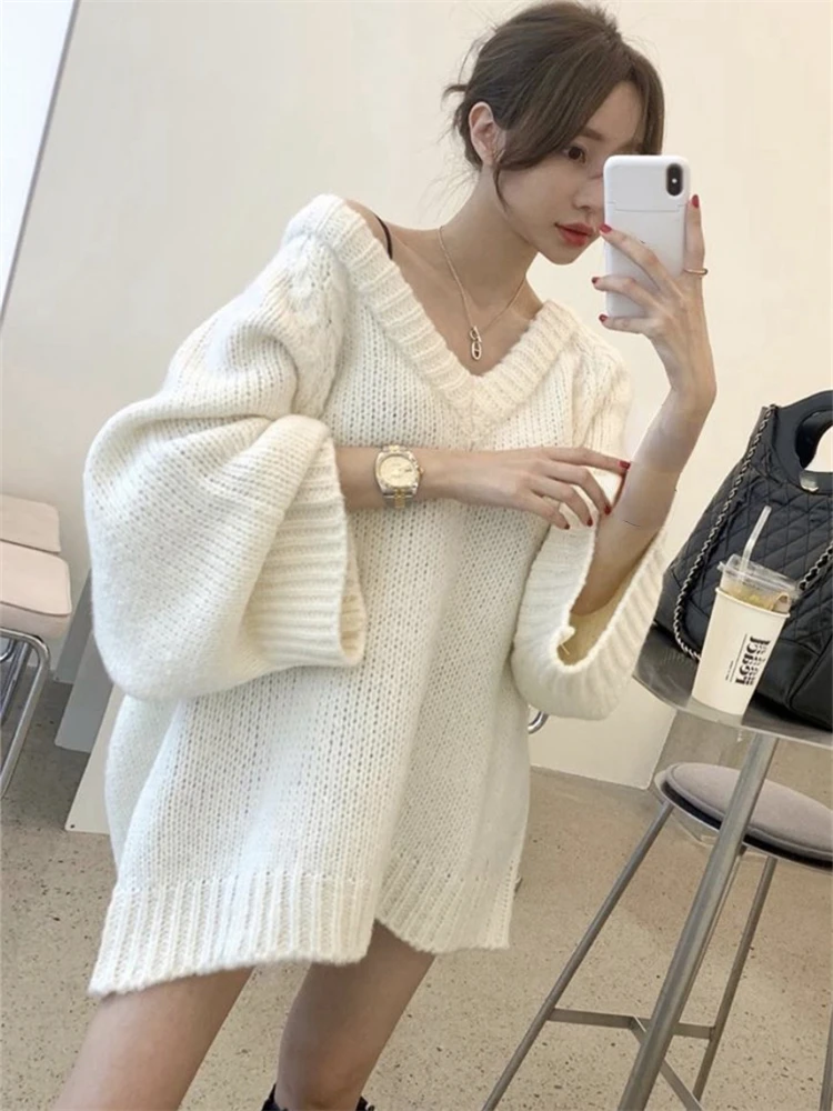 Sweater Women Winter Pullover Girls Sweater Oversize Knitting Tops Vintage Long Sleeve Fall Female Knitted Outerwear Warm Pull