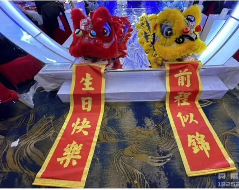 150*50cm Tuqing Flag Lion Dance Props Toy Scroll Satin Fabric Blessing Couplets Painting Hanging Outdoor Game Poster Art Decor