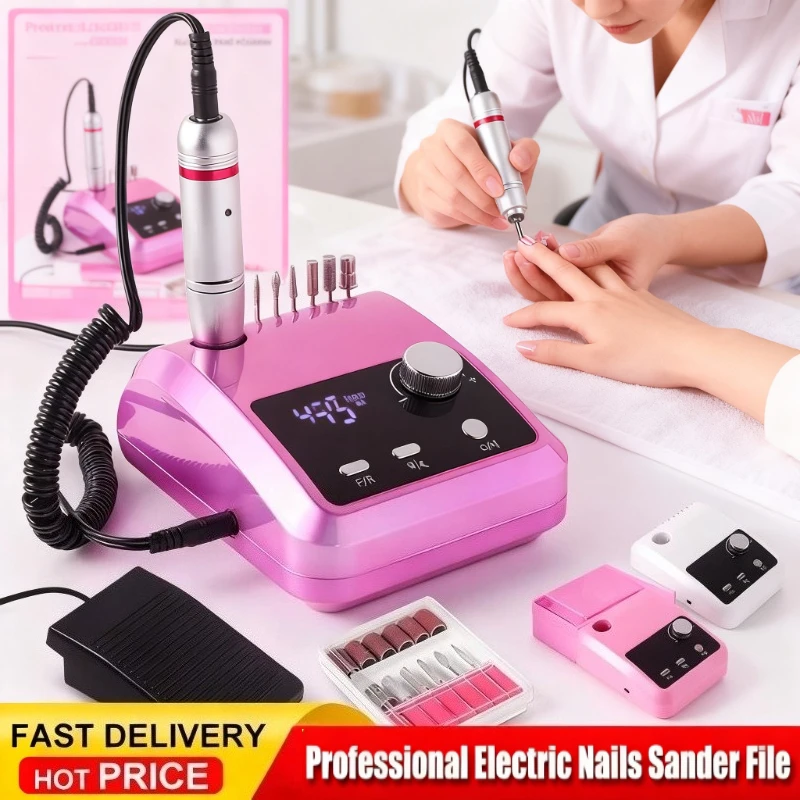 جديد 45000 دورة في الدقيقة آلة حفر الأظافر القواطع المهنية الكهربائية الأظافر ساندر ملف ل هلام تلميع الأظافر لصالون مانيكير المنزل