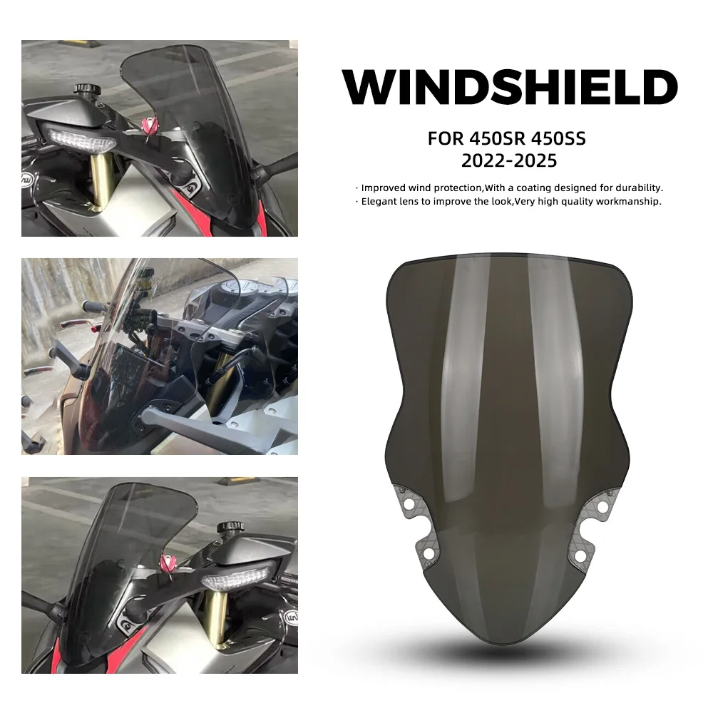 

Motorcycle Windshield Windscreen For CFMOTO 450 SR SS 450SR 450SS 2022 2023 2024 2025 Visor Front Wind Shield Screen Deflectors