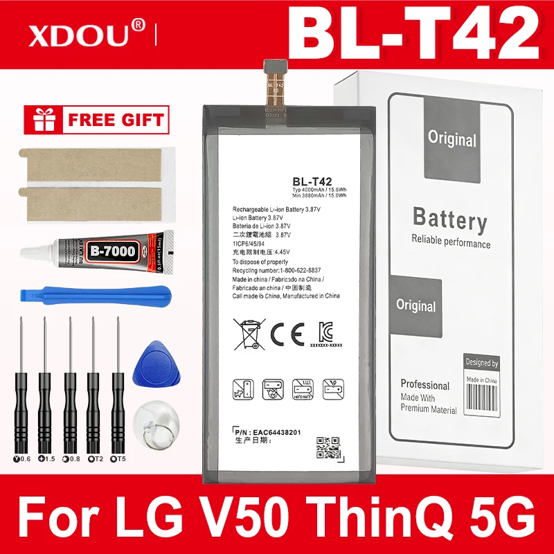 

НОВЫЙ сменный аккумулятор BL-T42 4000 мАч для телефонов LG V50 V 50 ThinQ 5G V50ThinQ LM-V500 V500N V500EM V500xm + инструменты