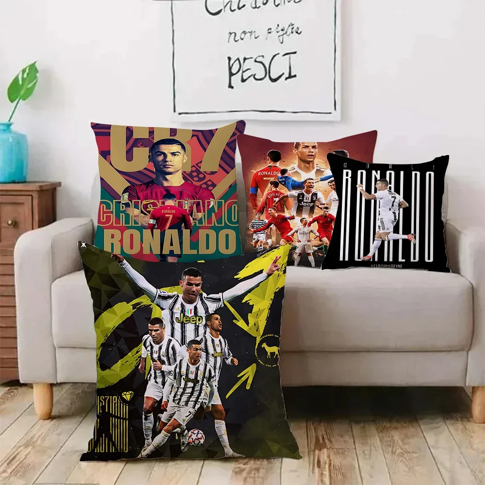 Famous Pillow Covers Football CR7 R-Ronaldos Sofa Decorative Home Double-sided Printing Short Plush Cool Cushion Cover