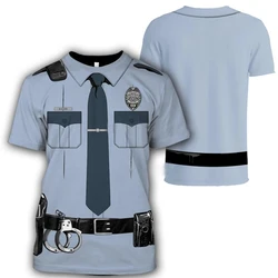 3D Printing Custom Police Uniform Shirts Men's Fashion T Shirts Summer Short Sleeve Casual Sports T Shirts Hot Sale