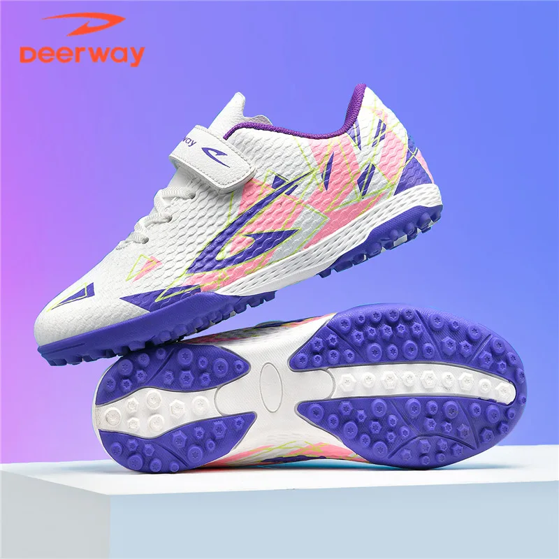 

New Turf Stud Soccer Cleats for Boys Girls Kids Laceless Hook Loop Design Anti-Slip Rubber Sole Training Football Shoes