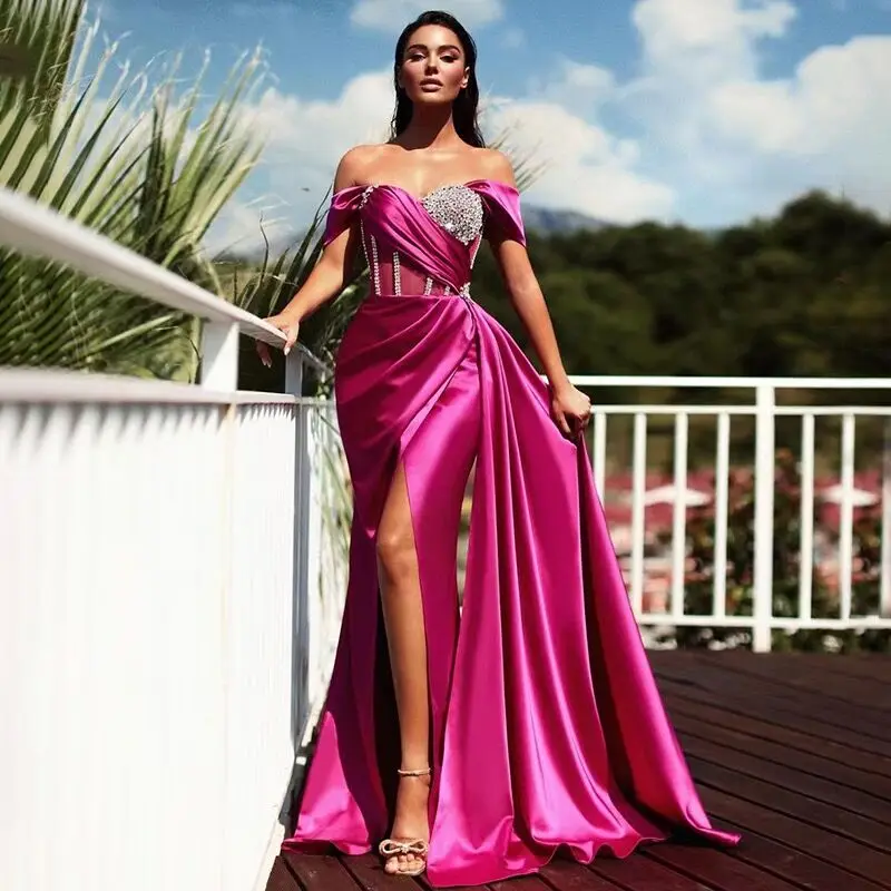 

Top Fashion Elegant Evening Party Dress Women Off-the-Shoulder Long Prom Dress Celebrity Red Carpet Dress High Quality