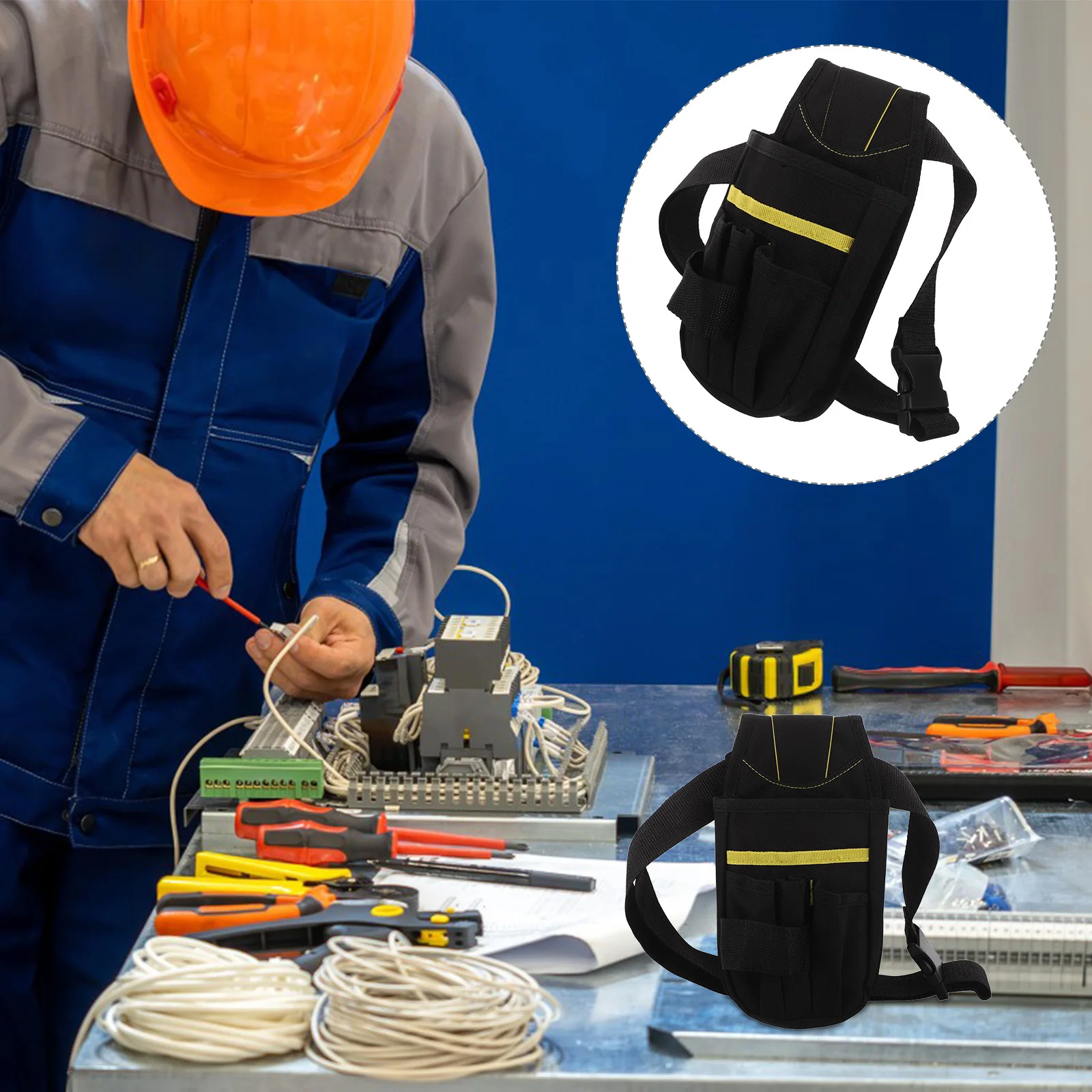 

Heavy Duty Tool Pouch Waterproof Oxford Fabric Adjustable Waist Belt For Electrician Technician Maintenance Organizer