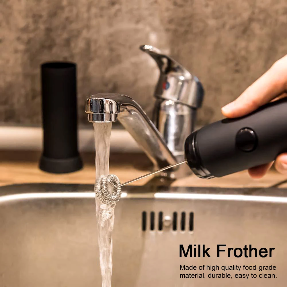 전기 우유 거품기 휴대용 스테인리스 스틸 계란 거품기 커피 음료 믹서 가정용