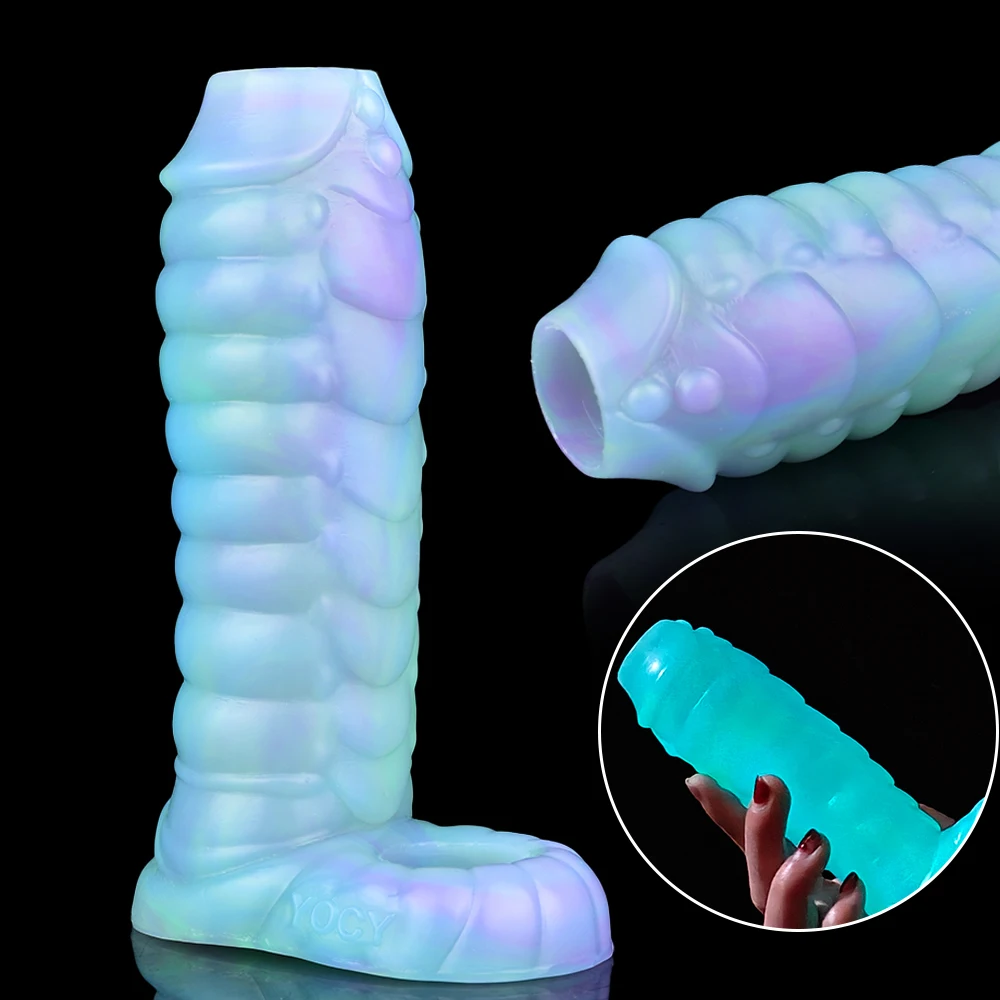 

Ribbed Dragon Fantasy Penis Sleeve Soft Silicone Sex Toys Sheath Stretchable Cock Enlargement Hollow Dildo Male Masturbator