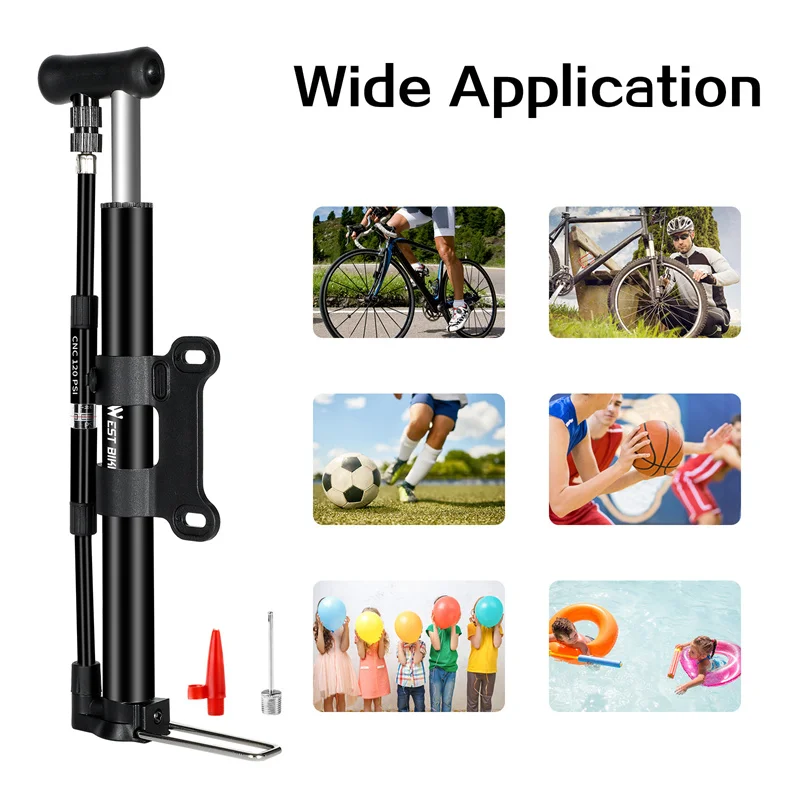 WEST BIKING Fahrrad-Standpumpe 120PSI Hochdruck mit Manometer Universal Schrader Presta Manueller Reifenfüller Fahrrad-Zubehör – Detail 8