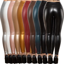 Shascullfites Melody Regular Leggings de couro de cintura alta Calças de couro sintético Calças skinny com 10 cores disponíveis