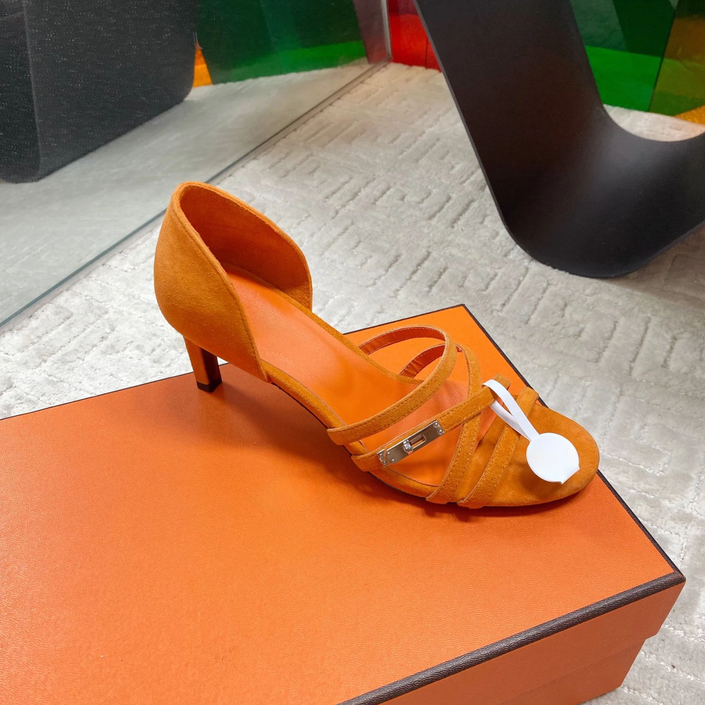 جديد حار بيع جلد طبيعي تسولي الصنادل ذات الكعب الصنادل النسائية أحذية عالية الكعب مع مشبك معدني تصميم حجم 35-42 #6