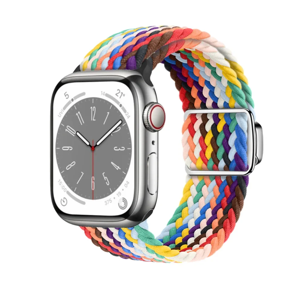 Nylon Loop Strap for Apple Watch Ultra 49mm 10 9 8 7 46mm 45mm 41mm Magnetic Braided Elasticity Bracelet 6 5 4 SE 44mm 40mm 42mm
