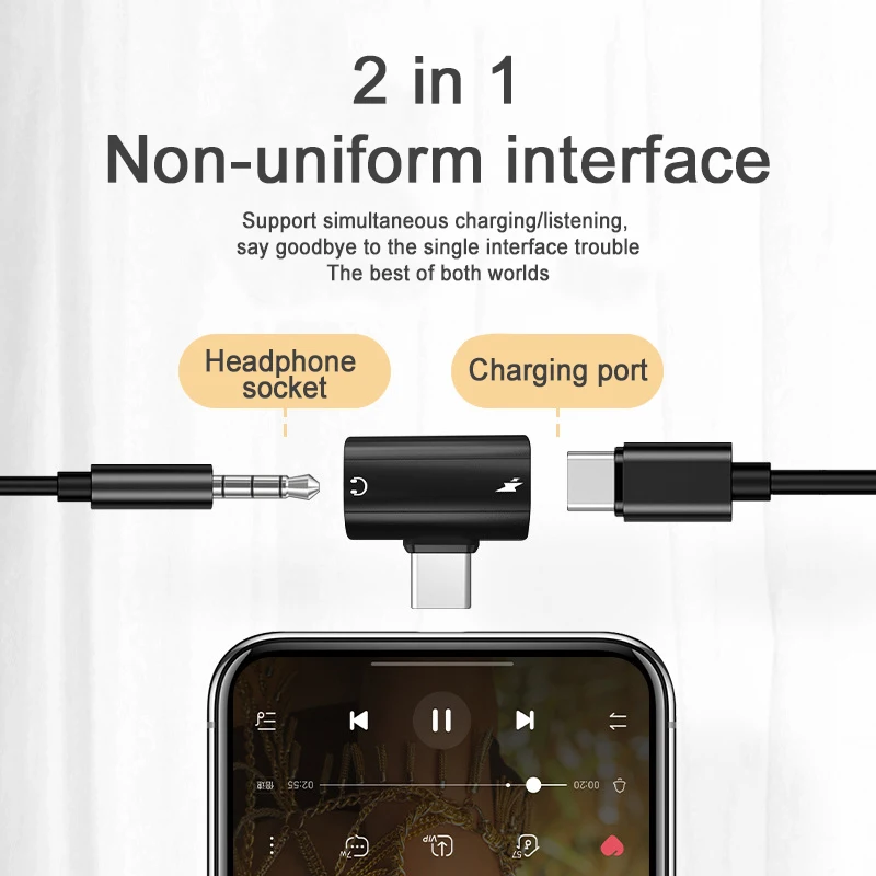 OTG 2 in 1 Usb Type C to 3.5mm HiFi Earphone Jack PD 30W Super fast charge Audio Aux Adaptor For iPhone 16 Galaxy S24 23 Ultra