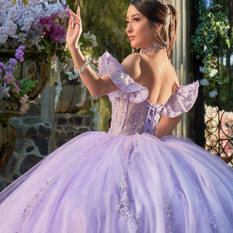 Angelsbridep Lila Quinceanera Jurken Baljurken Kralen Ruches Bling Bling Prom Jassen Vestido De 15 Anos Quinceanera Nieuwe Collectie