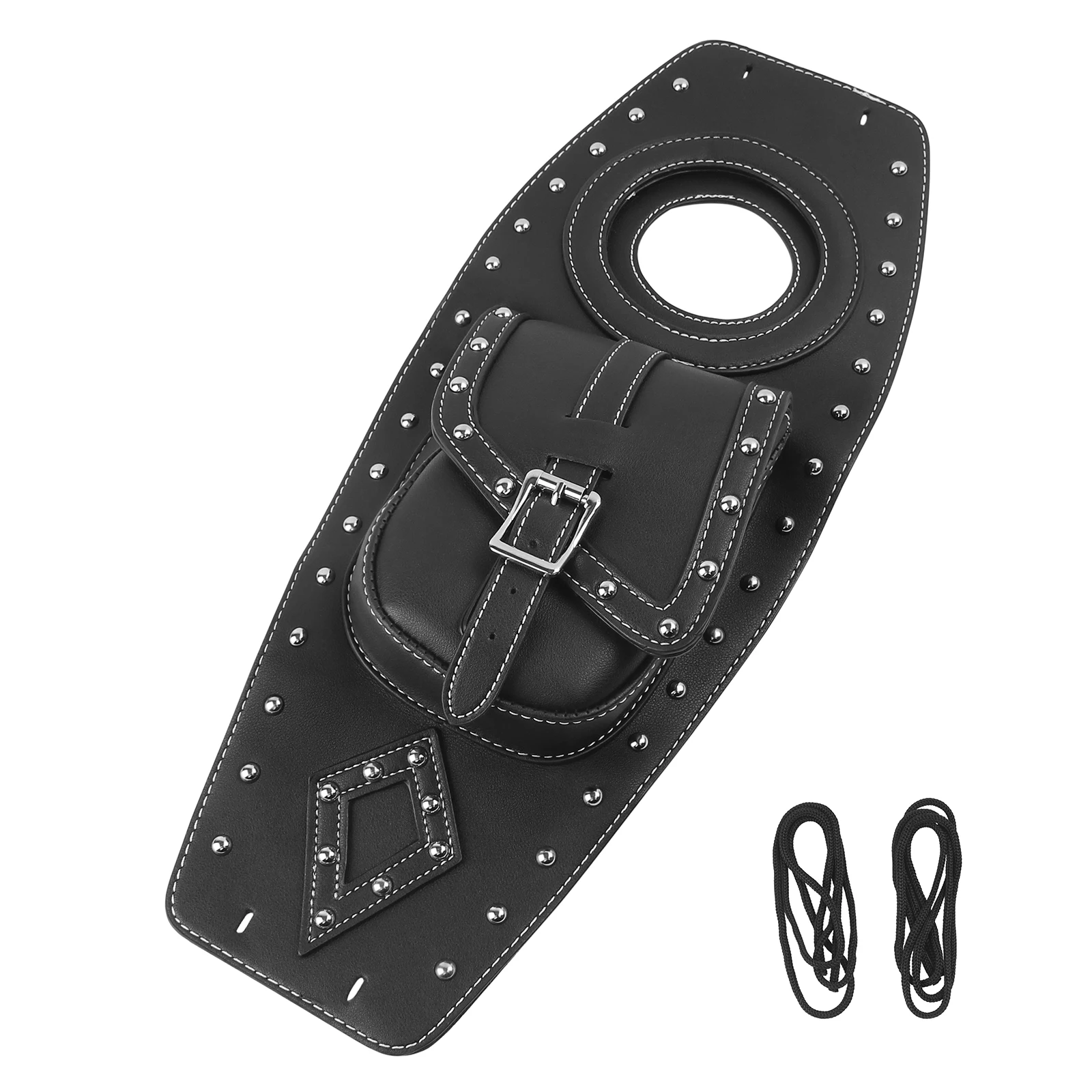 Black PU Leather Fuel Tank Panel Bib Cover Storage Bag For Harley Sportster XL883 XL1200 Touring Honda Suzuki Kawasaki Cruiser