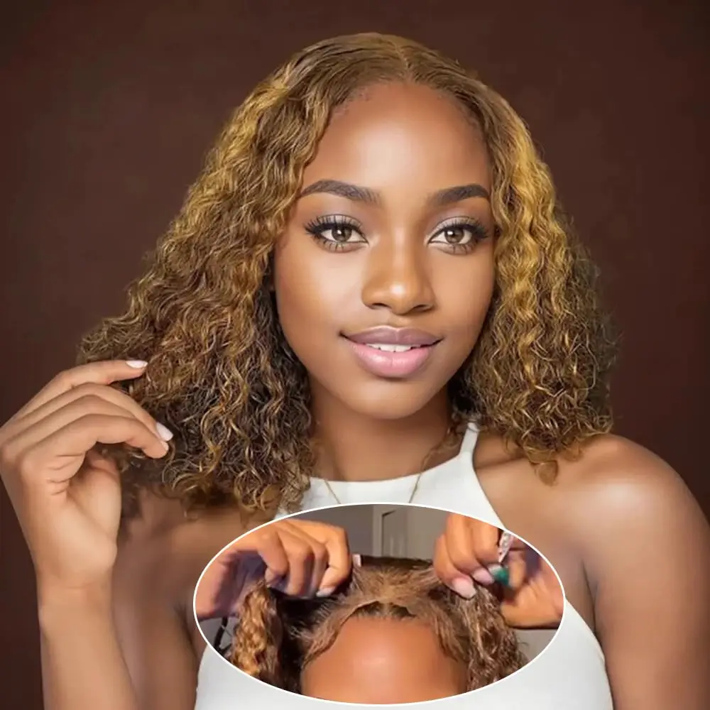 تسليط الضوء على أومبير 13x4 HD موجة عميقة الدانتيل الجبهة الباروكات شعر الإنسان قبل قطعها أومبير الملونة شعر مستعار قصير للنساء