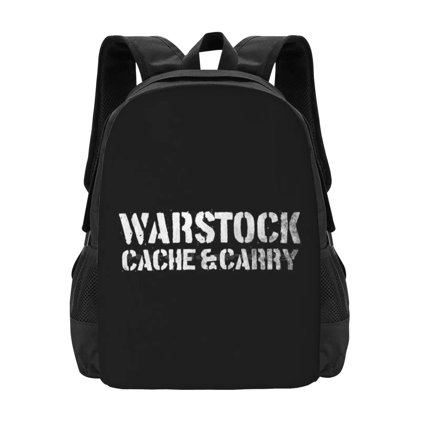 Warstock Cache & Carry Military Armament And Surplus Company Weathered Effect Logo White From Los Santos , San Andreas Bag