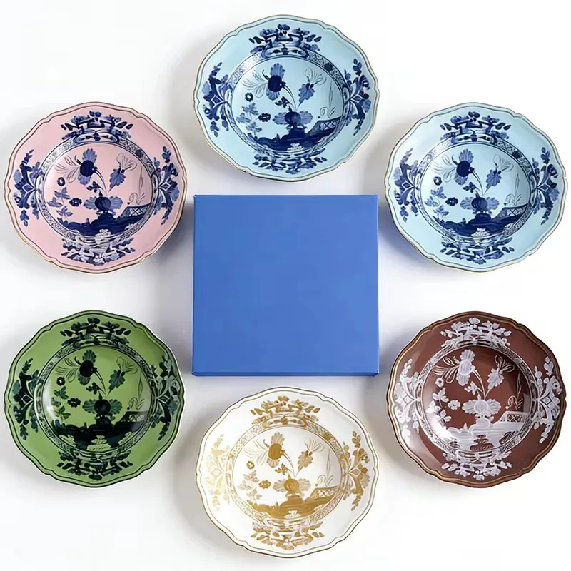 High‑End Oriental Ceramic Plates 9in Round Soup Plate SquareSteak Plate Multipurpose Fruit PastryDecorativeDishforHomeTableDecor