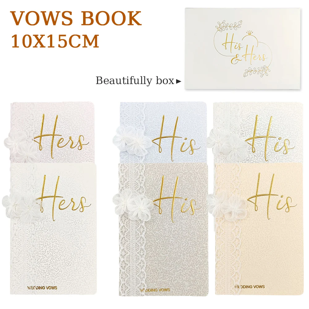 Romantic Wedding Vow Card Bride & Groom Engagement Wedding Gifts Anniversary Memory Vow Books Love Set Ceremony Party Decoration