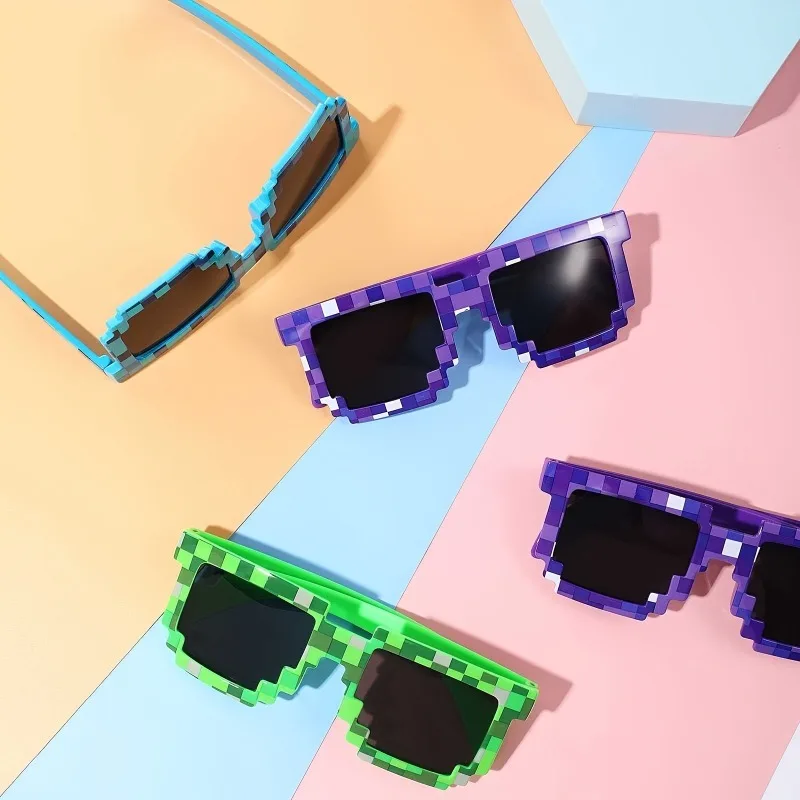 

12 Piece Pixel Party Glasses Retro Multi Color Novelty Glasses - Lightweight and Durable Party Accessories