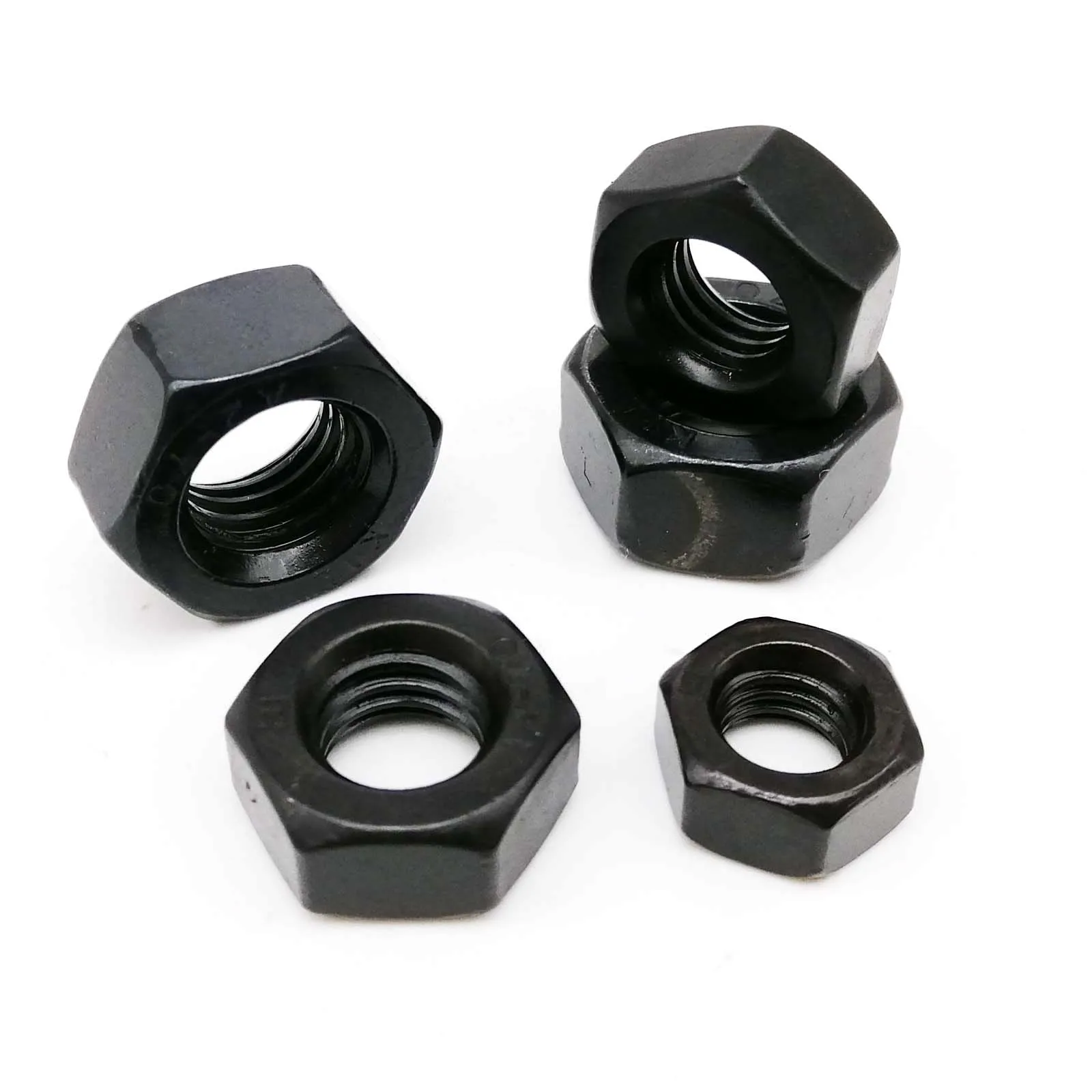 20/50/100pcs Hex Hexagon Nut M1.6 M2 M2.5 M3 M3.5 M4 M5 M6 M8 Black Grade 8.8 Carbon Steel DIN934