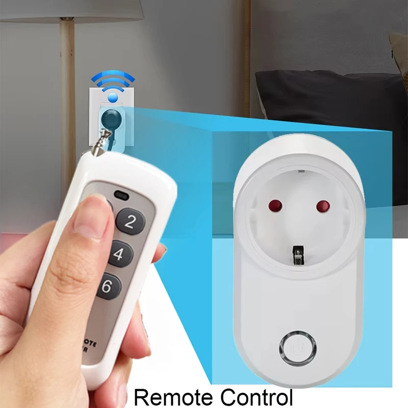 RF433MHz Universal Remote Electric Socket with Remote Control 220V 15A EU Plug Control for Home Appliance Lamp Fan Lighting tv