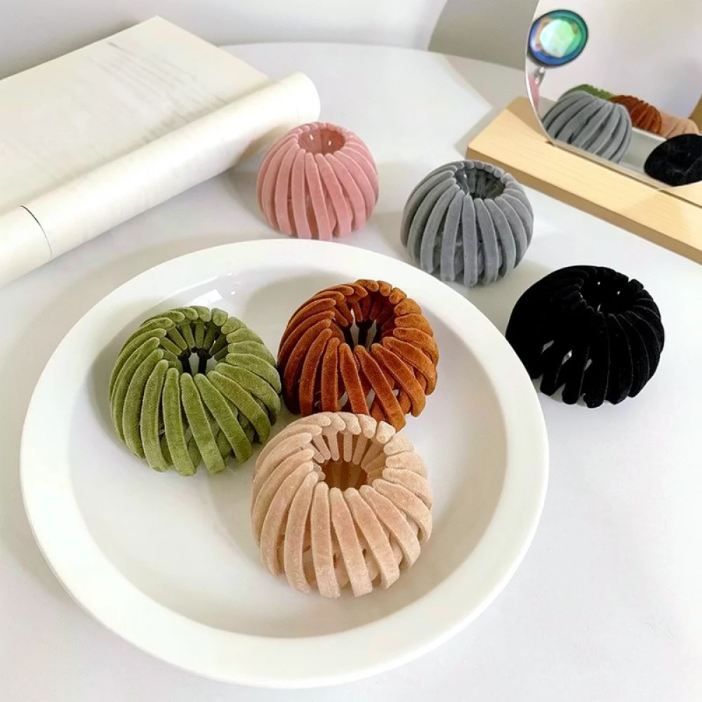 Stylish Flocking Birds Nest Hair Clips Geometric Ponytail Holder Elegant Bun Maker Fashionable Hairdressing Styling Tool