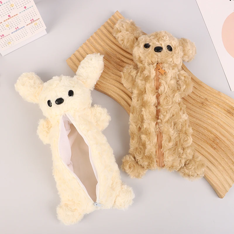 

1PC Lovely Bear Plush Pencil Bag Large Capacity Pencil Case School Supplies Stationery Storage Bags Cute Travel Cosmetic Bag
