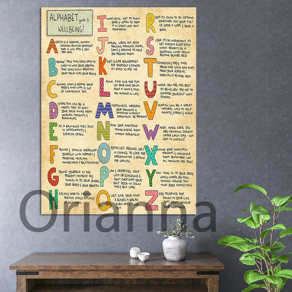 

Картина с Hd-рисунком, дневной алфавит, руководство по процветанию, картина, модульный холст, плакат, современный винтажный декор для детской спальни