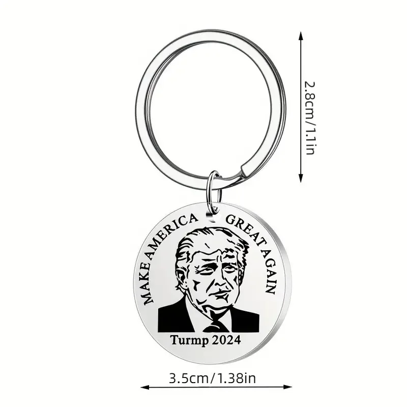 2024 New Trump Make America Great Again Round Key Chain Pendant Commemorative  Key Ring Jewelry Gifts for Men Women