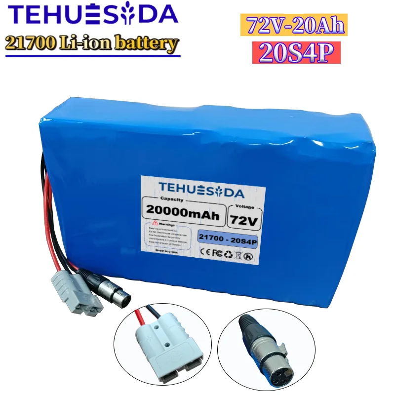 21700 Lithium Battery Pack 72V 20Ah 20S4P 1000W-3500W High Power Built-in BMS Suitable for All Types of Electric Vehicles