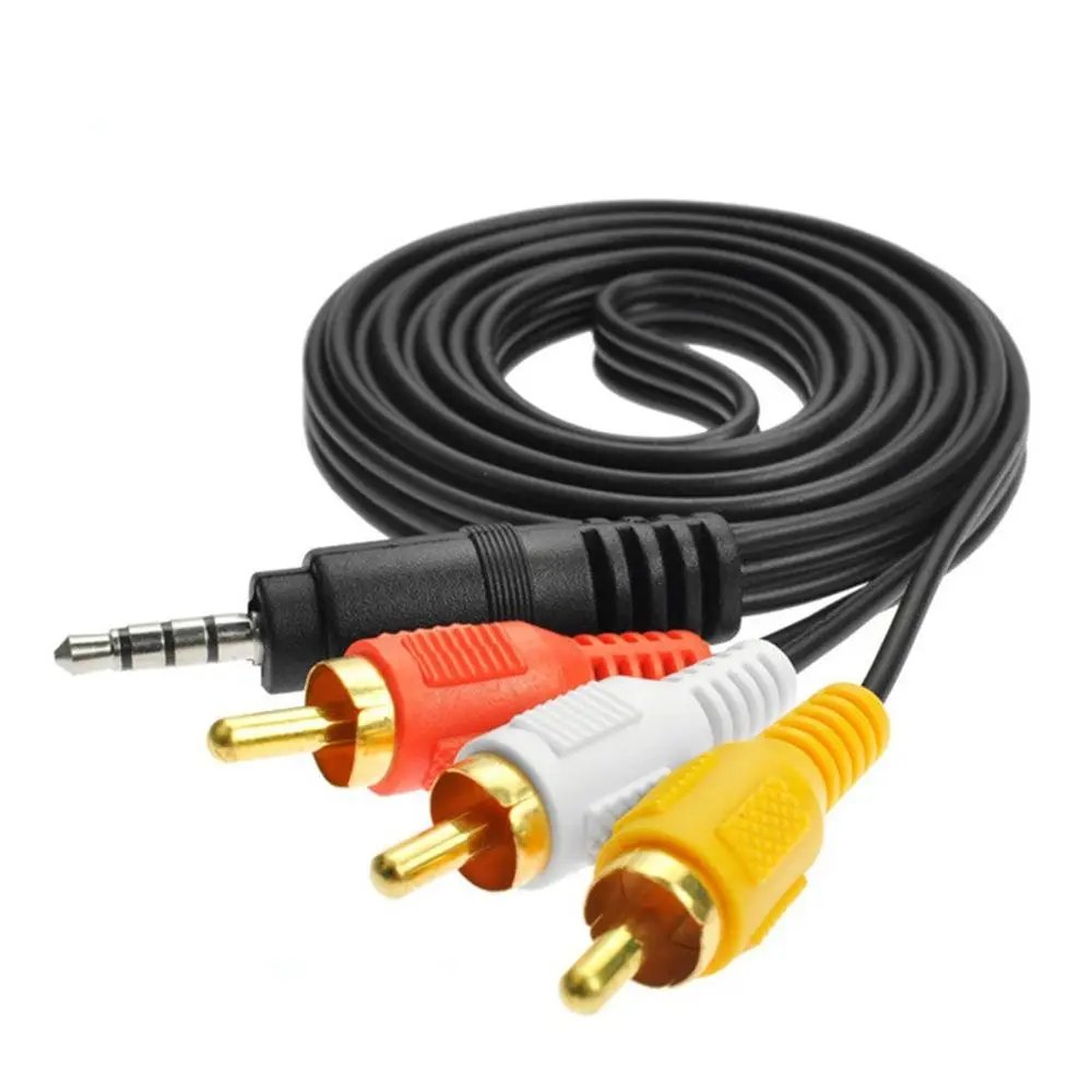 1M Professional Speaker Audio Video Adapter Wire 3.5mm Jack to 3 RCA AV Cable AUX Cable