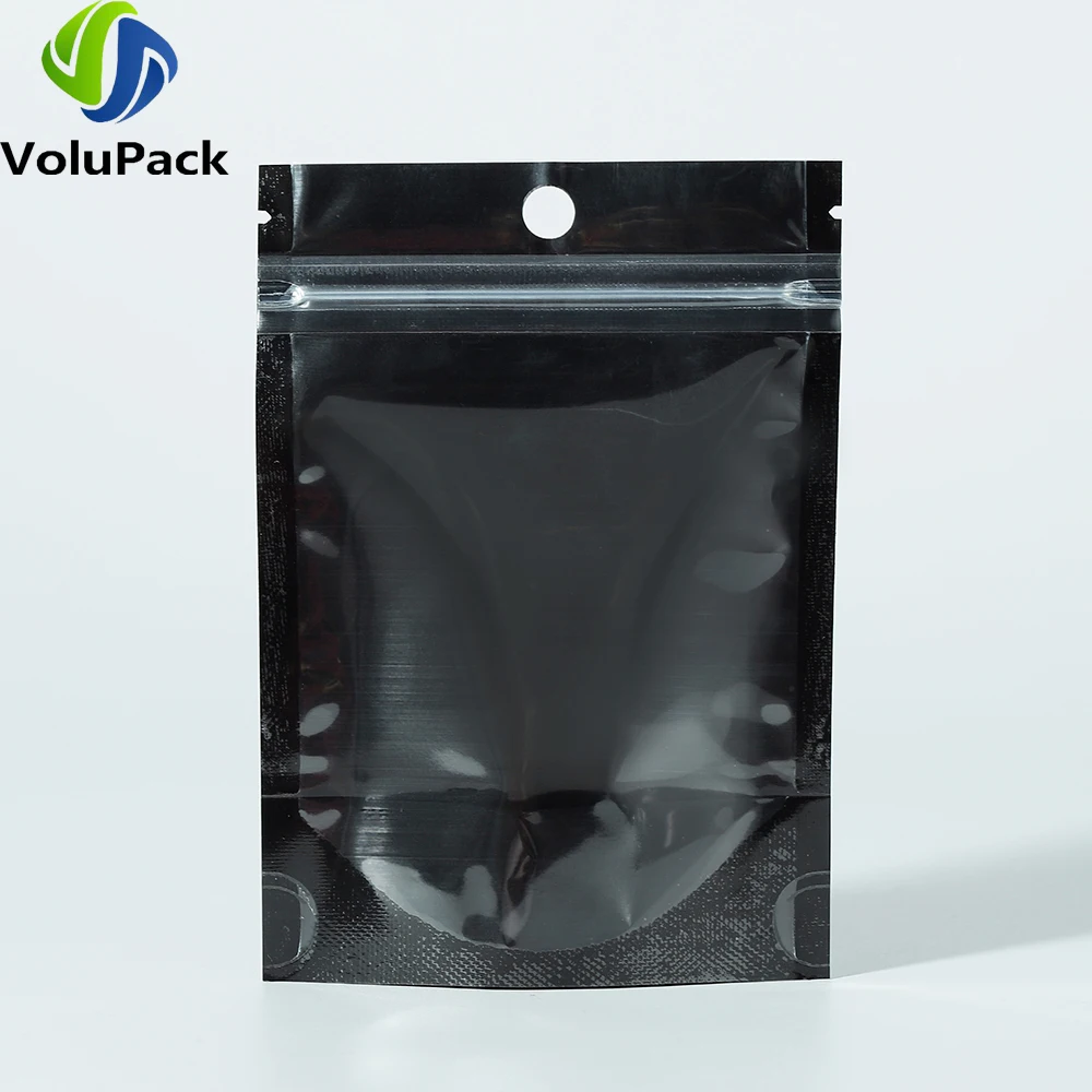 Stand Up Zipper Storage Bag, Glossy Mylar Packaging Bags, Front and Colorful Back Ziplock Pouches, Hang Hole, 100 Pcs/Lot