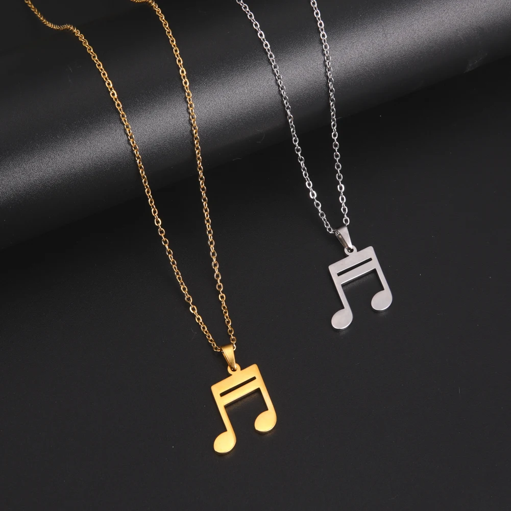 Lucktune Music Note Heart of Treble Clef Pendant Necklace for Women Stainless Steel Love Musical Symbol Chain Necklace Jewelry