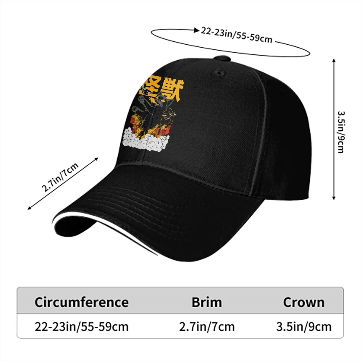 Pure Color Dad Hats Black Cat Japanese Cool Zilla Funny Cartoon Style Men's Hat Sun Visor Baseball Caps Cat Lover Peaked Cap image 2