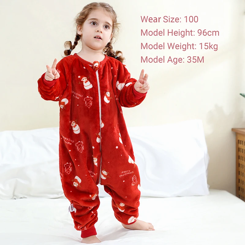 MICHLEY Dinosaurus Kartun Flanel Anak Bayi Kantong Tidur Karung dengan Kaki Pakaian Musim Dingin Balita Sleepsack Piyama Untuk Anak Perempuan Laki-laki