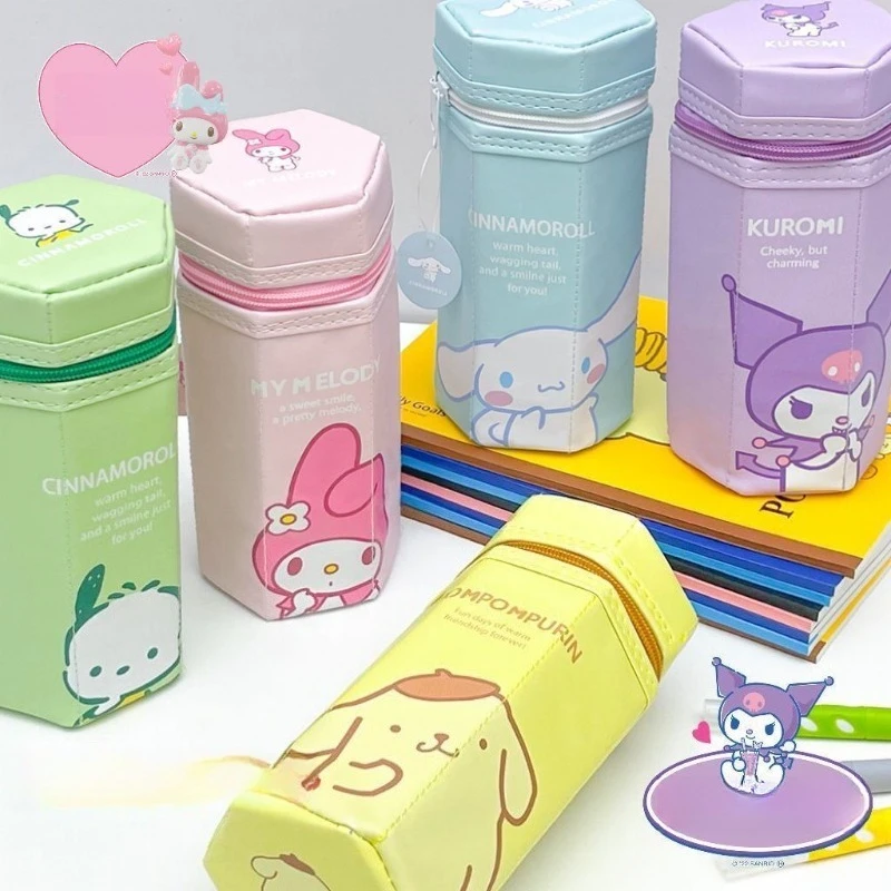 

Anime Cartoon Kawaii Sanrio Pochacco Hexagon PU Cortex Zipper Vertical Pencil Case Stationery Bag Children's Day Birthday Gift
