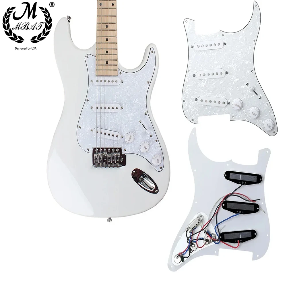 

2Pcs White Electric Guitar Pickguard Pickups Loaded Prewired String Instrument Accessories 11 Hole Single Coil Pickguard Pickup
