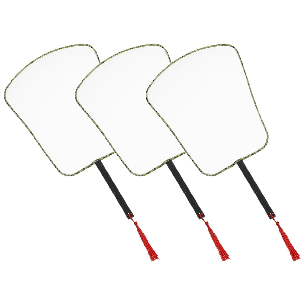 

3pcs Children's Drawing Fans Blank White Silk DIY Craft Fan Chinese Style Handmade Supplies Kids Painting Tools