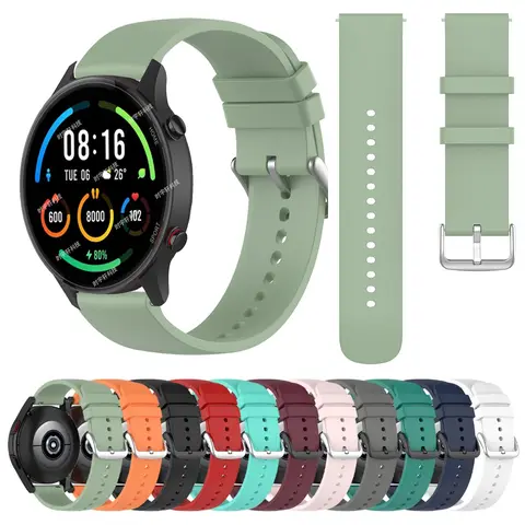 22mm Silikon saat kayışı Xiaomi mi İzle Renk 2 Spor Kordonlu Saat Xiaomi İzle S1 Aktif/Mi İzle Renkli Spor Correa