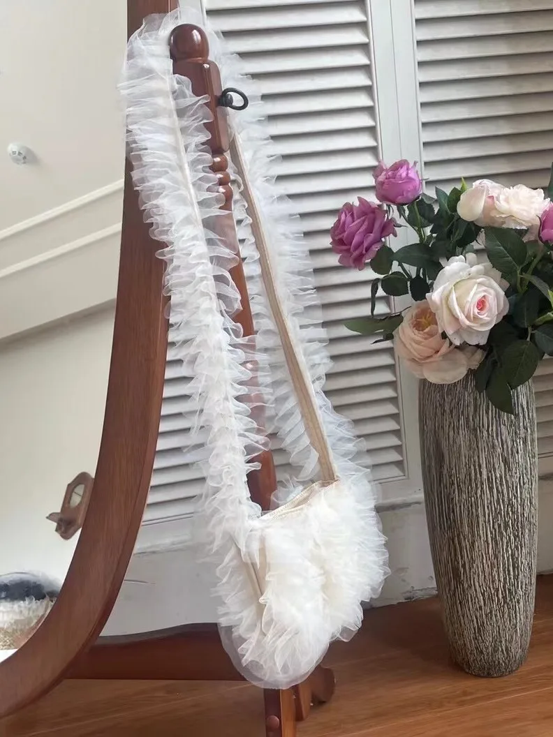 

Оригинальный дизайн, кружевная плиссированная сумка на одно плечо, многослойная однотонная сумка-кроссбоди, маленькая сумка для повседневного использования