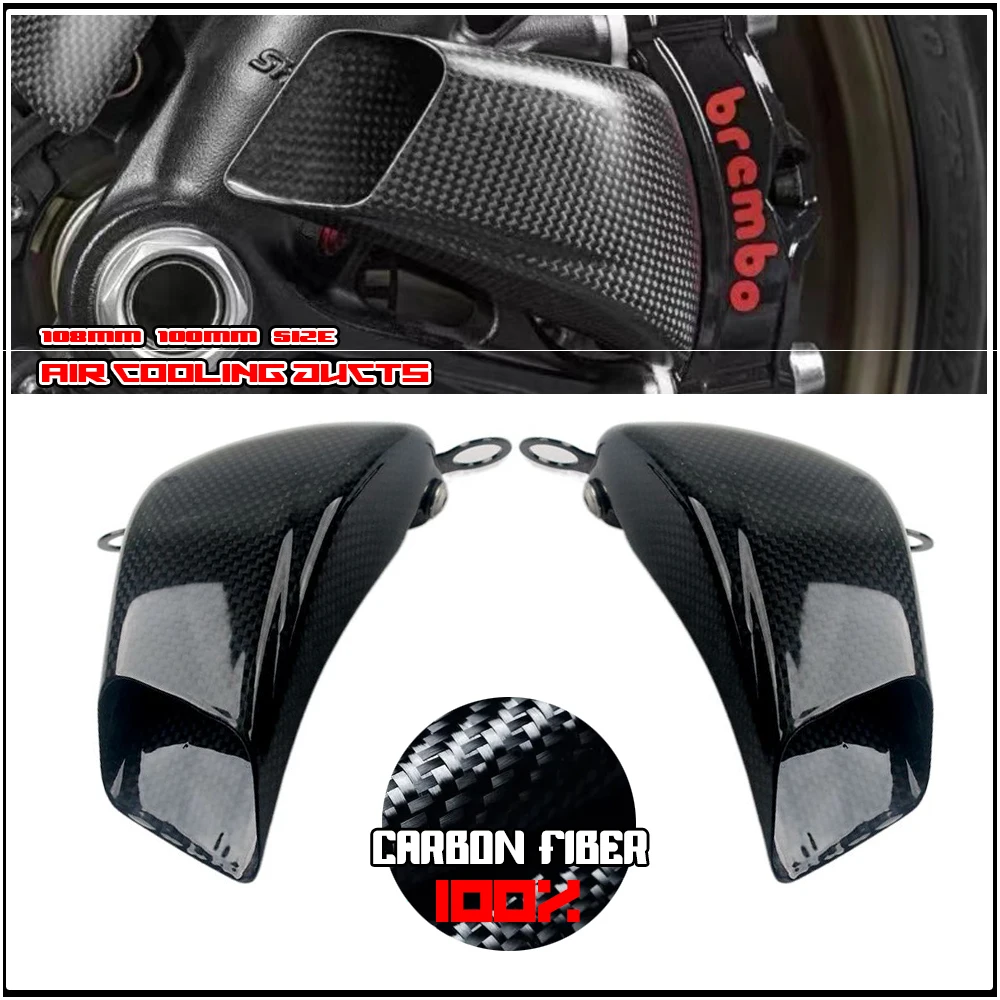 

Carbon Fiber 108MM Motorcycle Front Caliper Radiator Cover Air Ducts Brake Cooling Mounting For KAWASAKI Ninja H2 H2R ZX14R