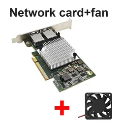 Tarjeta Ethernet de servidor de doble puerto 10G, adaptador de extensión de red de X540-T2, controlador LAN de PC de 2 puertos, 10 Gigabit, PCIE X16 X8, ventilador de refrigeración