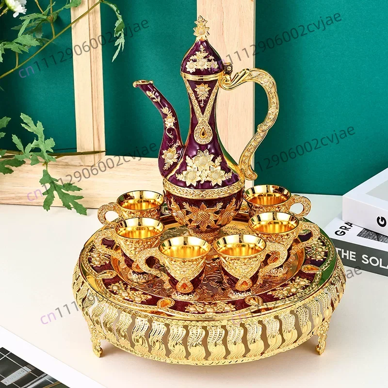 European-style metal wine set, household shooter glass small wine set, high-end slightly luxurious divider