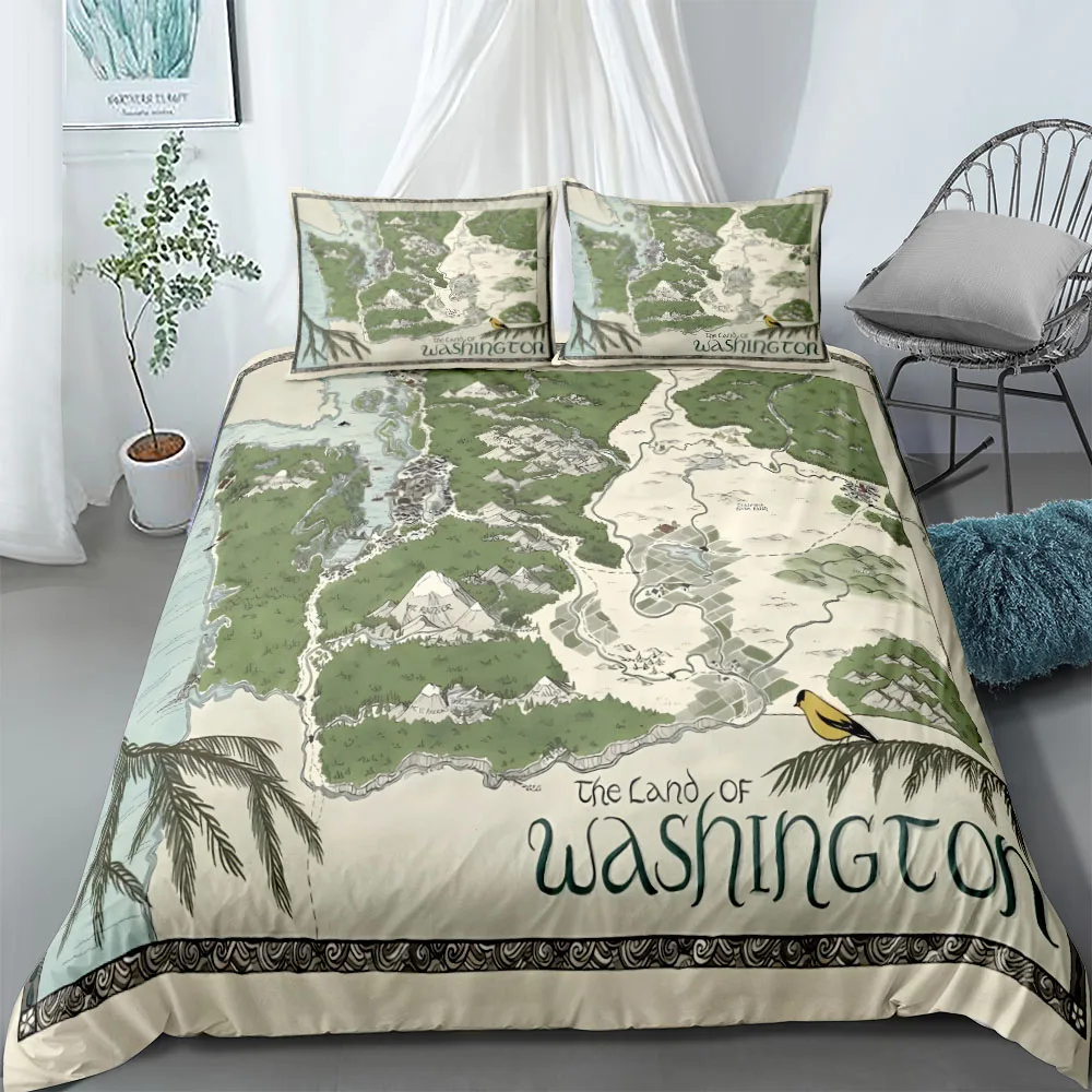 Washington Guideline Duvet Cover Set King Queen Double Full Twin Single Size Bed Linen Set