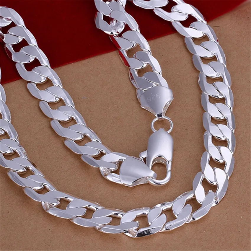 18-30inch 925 sterling silver 2-12MM chain Necklace big Noble Beautiful fashion solid men women TOP quality Gorgeous jewelry