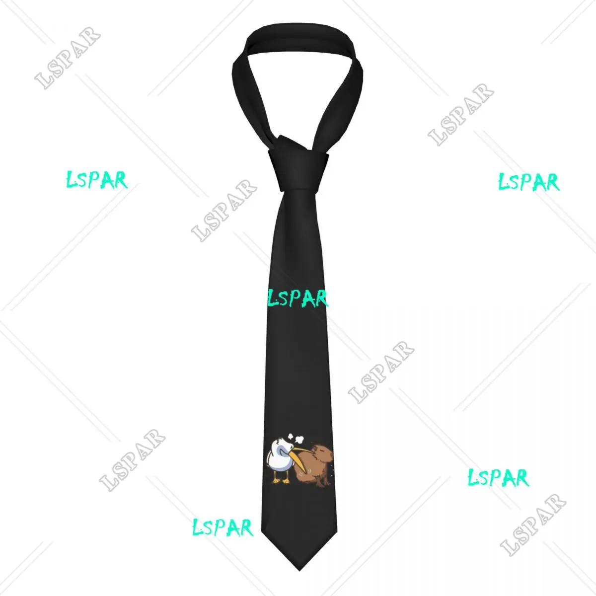 

Fashion Pelican Tries To Eat Capybara Neck Tie Mens Custom Silk Funny Cute Kawaii Meme Neckties for Party Gravatas