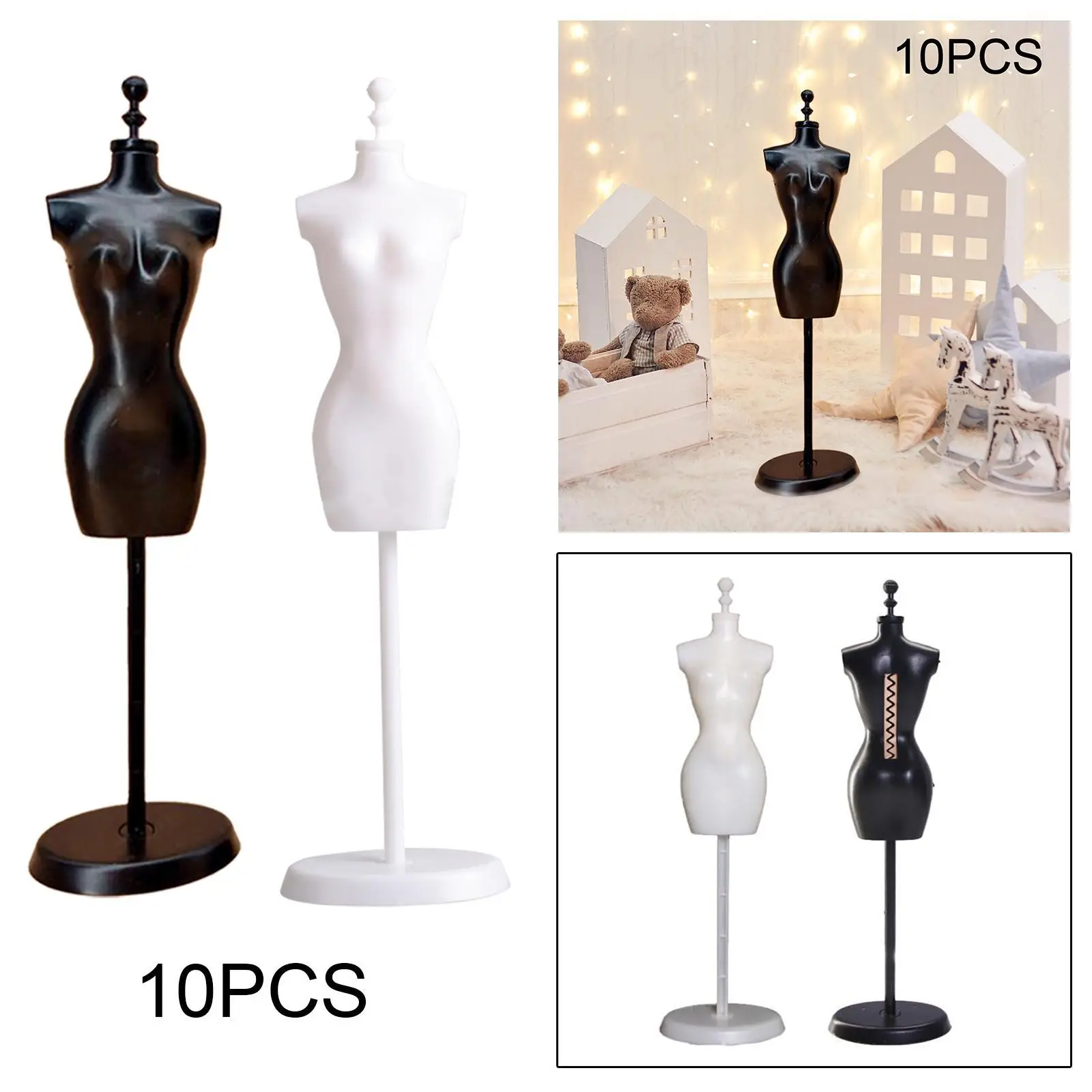 10Pcs Wedding Mannequin Stand Skirt Support Photo Props Life Scene 1/6 Doll Miniature Mannequin for Dressmaker Jewelry Display